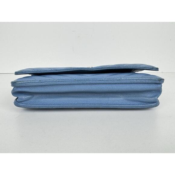 Chanel Wallet on Chain Blue Chevron Caviar Leather B-6 - Picture 6 of 16